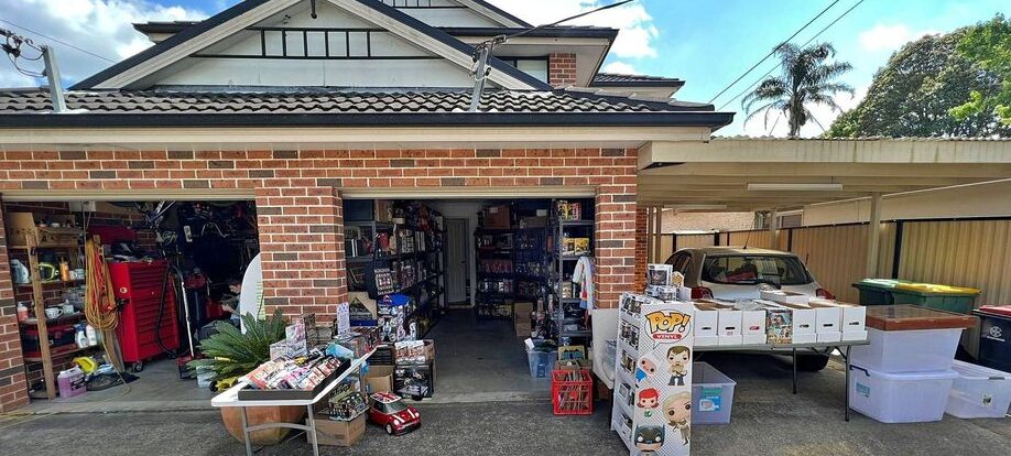 House garage containing lots of toys and funko pops
